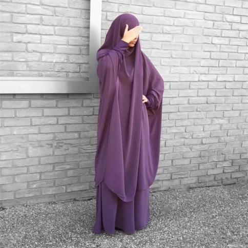رمضان 2 قطعة جلباب طويل خيمار مجموعة عباية النساء المسلمات ملابس الصلاة دبي السعودية فستان الصلاة 2 قطعة أطقم فساتين العيد