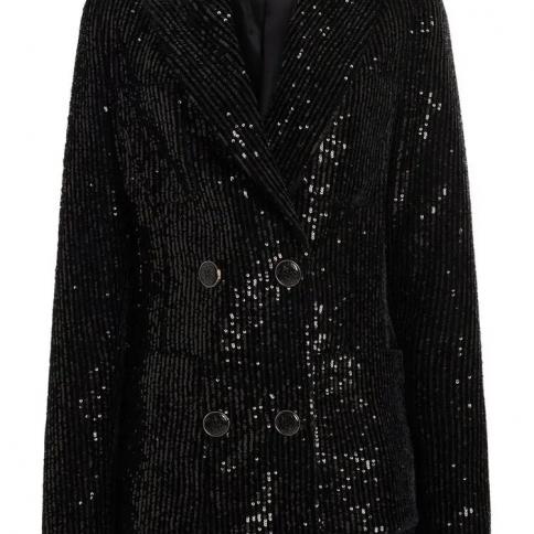 High Street – veste de styliste pour femmes, Blazer en velours à Double boutonnage et paillettes, nouvelle collection 2023