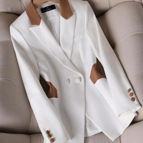 Alta qualidade 2023 mais novo designer de moda jaquetas feminino contraste cor bloco fino encaixe blazer blazers
