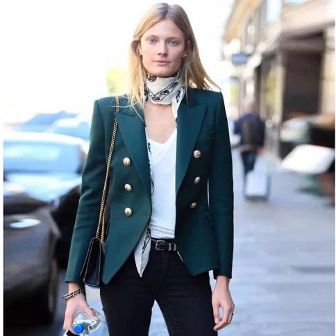 Blazer Jacket Woman Green Lion  Baroque Designer Blazer Women  Top Quality 2023  