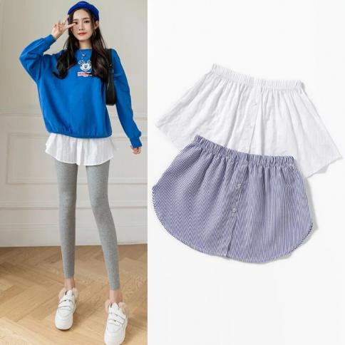 2 Colors Elastic Waist Button Strip Apron False Mini Skirt Show Thin Short Skirt Fake Hem