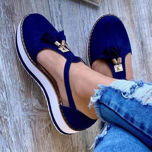 Women Flat Shoes Summer Vulcanized Shoes Solid Color Thick Bottom Women's Sandals Fashion Tassel Casual Style Women's Sh
