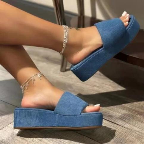 Ladies Shoes On Sale 2023 New Platform Women's Slippers Summer Outdoor Walking Women Wedges Slipper Solid Female Casual 
