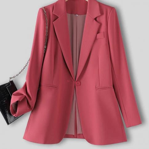 Moda Otoño Invierno chaqueta holgada para mujer señoras de manga larga de un solo pecho café Rosa negro chaqueta Casual femenina