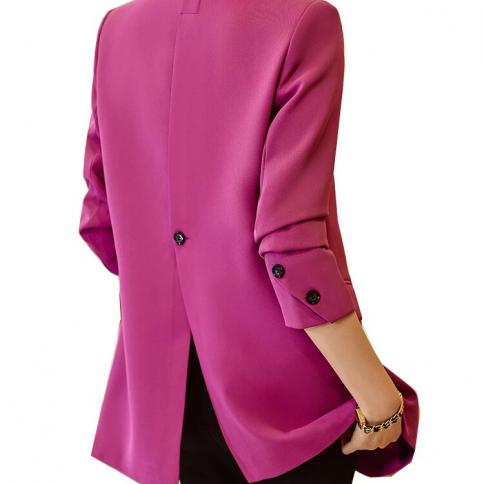 Autumn Winter Women Casual Blazer Ladies Female Pink Coffee Black Solid Long Sleeve Single Breasted Loose Jacket Coat