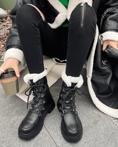 Wholesale Winter New Style Plus Velvet Short Boots For Women, Thick-soled Low-heeled Snow Boots, Furry Large Cotton Shoe