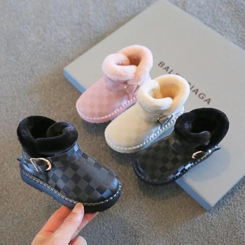 Warm Plush Kids Shoes New 2024 Winter Children Cotton Shoes Fashion Buckle Waterproof Non Slip Ankle Boot Boys Girls Sno