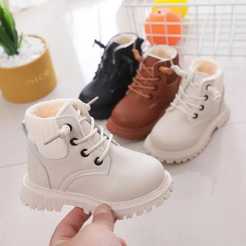 New Snow Boots Toddlers Kids Tide Boots 2024 Autumn Winter Warm Boots Boys Girls Little Children Fashion Pu Leather Cott