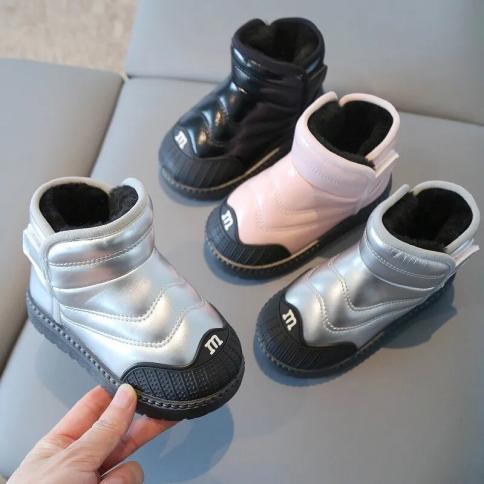 New 2024 Kids Snow Boots Winter Plush Warm Kids Shoes 21 30 Fashion Boys Ankle Boots Non Slip Girls Cotton Shoe Waterpro