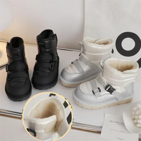 Children Winter Snow Boots Baby New 2024 Thicked Plush High Boots Boys Waterproof Snow Boots Girls Warm Cotton Sports Bo