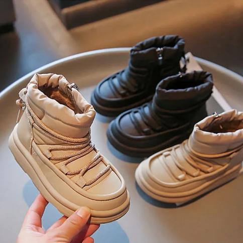 New Baby Boots Fashion Casual Girls Boys 2024 Winter Plush Warm Shoes Soft Bottom Shoes Kids Sneaker Children Sport Snow