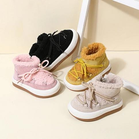 New 2024 Winter Baby Boots Warm Plush Rubber Sole Toddler Kids Sneakers Fashion Infant Shoes Little Boys Girls Boots Siz