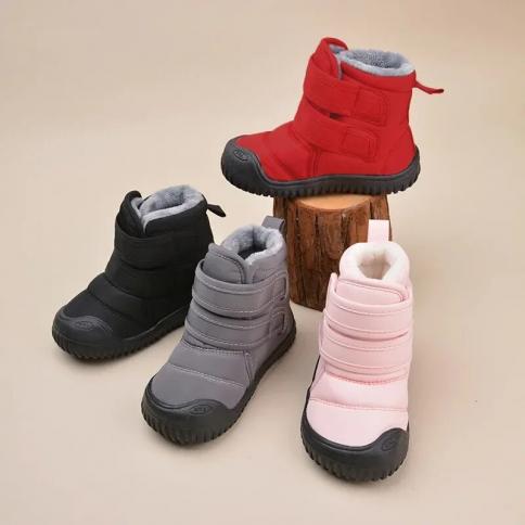 New 2024 Winter Baby Snow Boots Toddler High Top Warm Cotton Shoes Kids Waterproof Upper Cloth Boots Boy Girls Thick Plu