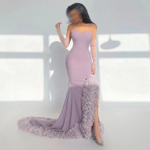 Sharon disse lilás babados sereia árabe dubai vestidos de noite para mulher festa de casamento 2023 elegante longo formal vestid