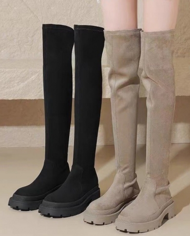 Thick-soled Fashion Boots, Over-the-knee Boots, Long Boots For Women, New High-top Long-leg Autumn And Winter Stretch Bo