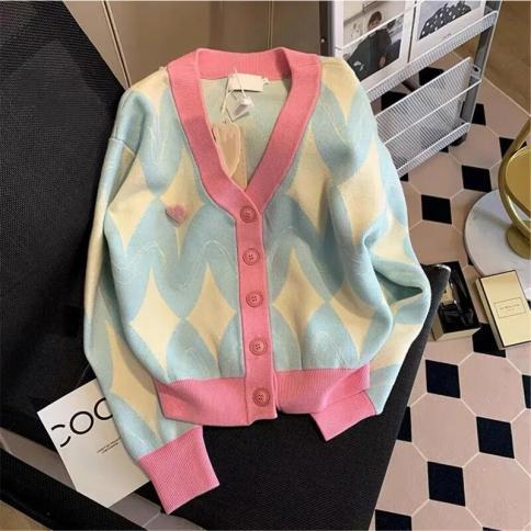 Cardigan For Women Sweater 2023 New Color Cardigan Top V Neck Design Coat Knitted Cardigan