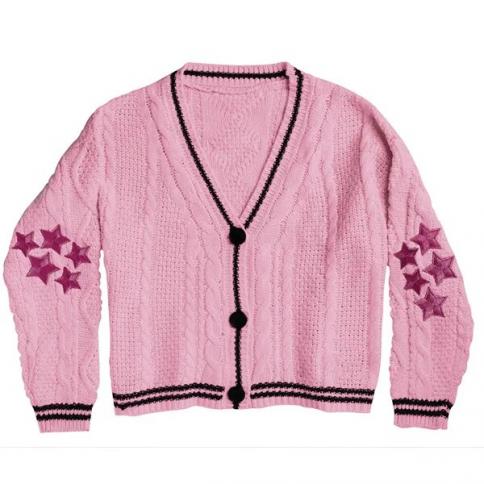Autumn Winter New Hand Embroidered Sweater Women Fashion Design Star Pattern Long Sleeve Cardigan Knitted Sweaters