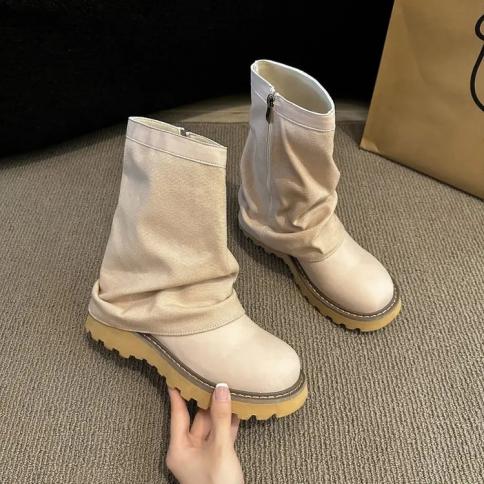 Autumn Ankle Thick Sole Smoke Pipe Boots For Women's Summer 2023 New Thin Vintage Western Super Hot Short Boots Botas De