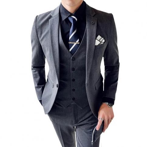 מעיל אפוד מכנסיים ברמה גבוהה גבר חתן שמלת כלה רשמית מסיבה עסקית חליפת בלייזר חליפת בלייזר מכנסיים 3 יחידות
