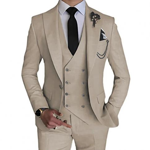 2023 אופנה חדשה גברים פנאי בוטיק עסקי צבע אחיד חליפת חתונה מכנסיים מעיל אפוד 3 יחידות סט שמלה בלייזרים ז'קט t