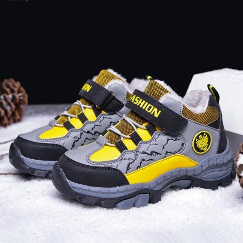 New Children's Winter Hiking Casual Sneakers Outdoor Kid Boy's Sports Shoes Climbing Mountain Hard Wearing High Tops Kee