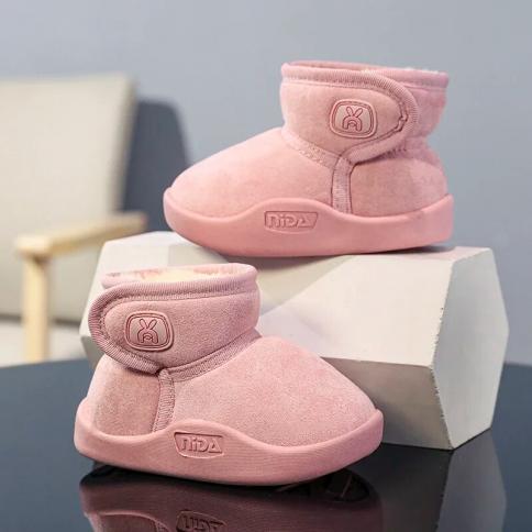 Children's Winter Boots Comfortable Trendy All Match Fashion Non Slip Wear Resistant High Top Plus Velvet Keep Warm Roun