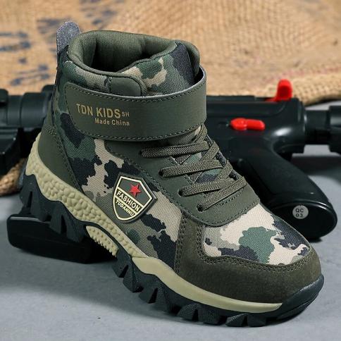 Sports Shoes For Boys Winter Cotton Sneakers Camouflage Kid Casual Shoe Ourdoor Walking Climbing Hard Wearing Children's