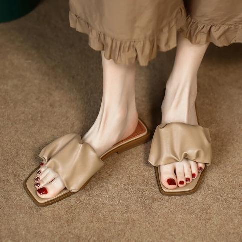 Women Flat Luxury Slippers 2022 New Women Casual Home Durable Sandals Fold Outdoor Slippers Wild Beach Non Slip Women Sl
