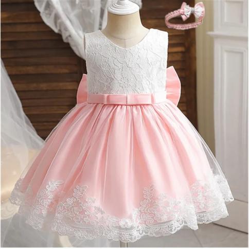 Toddler Baby Girl First 1st Birthday Tutu Dress Bowknot Newborn Infant Party Wear Christening Gown Clothing Baby Girls C