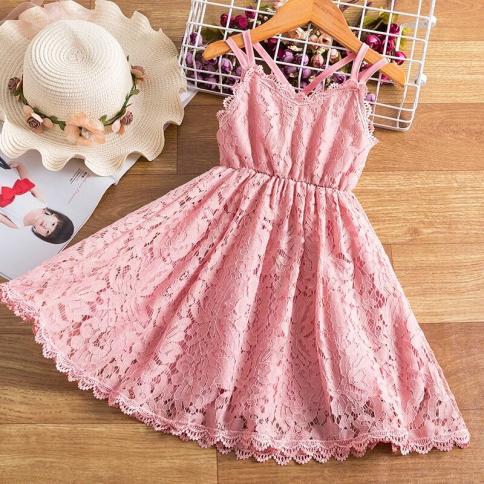 Girls Summer Sleeveless Dress Kids Casual Tutu Vestidos Childs Lace Birthday Party Dress For Girls Wedding Kids Tulle Co