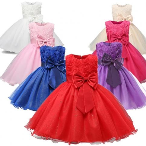 Baby Girls Flower Dress Kids Bridesmaid Wedding Dress For Children Christmas Prom Gowns Girls Boutique Party Wear Elegan