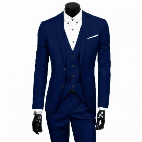 Suit Jacket Pants 3 Pieces Sets / 2023 Fashion Men Business Casual Suits Dress Blazers Jacket Coat Trousers Waistcoat / 