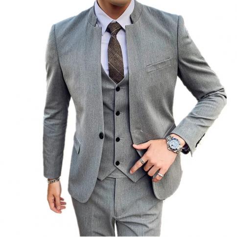Suits Blazers Jacket Trousers  Single Breasted 3 Piece Suits  Men's Collar One  