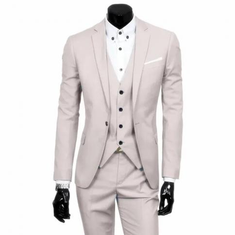 Business Coat Waistcoat  Men's Slim Fit Suit  Jacket Pants Vest  Wedding Blazer  Dress  Suits  