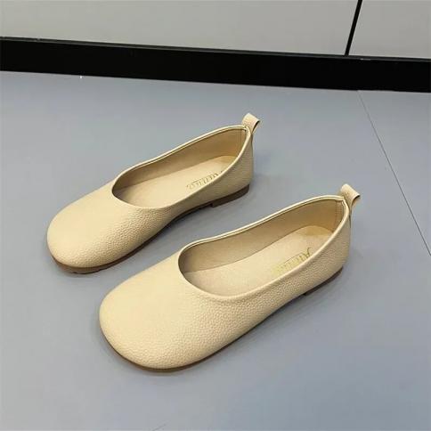 נעלי בלט נשים נעלי בלט אופנה סתיו אביב סתיו עור קז'ואל עגולה בוהן חמוד נעלי אחות סניק
