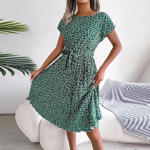 Floral  Women Dress For 2024 Summer Casual Slim Short Sleeve Skirt Female  Fashion Vacation Pullover Loose Beach Sundres