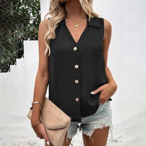 New Chiffon Vest Lady Shirt 2024 Summer  Blouse Tops For Women Clothing  Tank Pullover Female Casual Slim T Shirt Tee