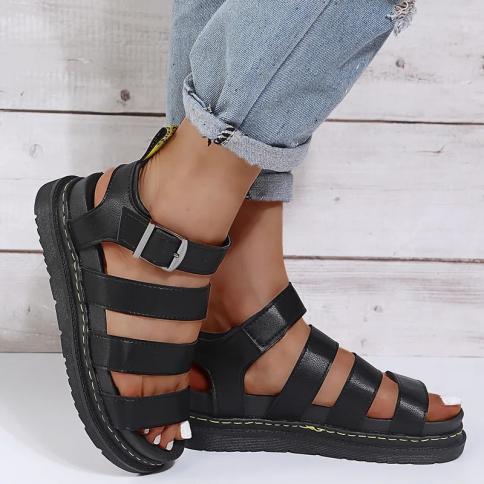 Sandalias de verano para mujer, zapatos con plataforma de cuña, sandalias con punta abierta, zapatos informales de tacón alto pa