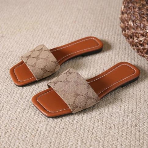 Ankle Strap Slip On Flat Slippers For Women Outwear Summer New Round Head Open Toe Thick Sole Outdoor Sandals Women Plus