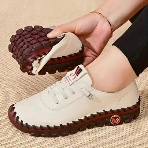 2022 New Spring Casual Women Shoes Platform Loafers 2022 Lace Up Leather Flats Slip On Mom Shoe Mujer Zapatos Chaussure 