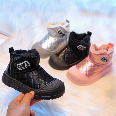 Super Warm Boy Snow Boots Anti Slippery Coldproof Short Boots For Girls Trendy Plaid Cozy Velvet Slip On Children Shoes 