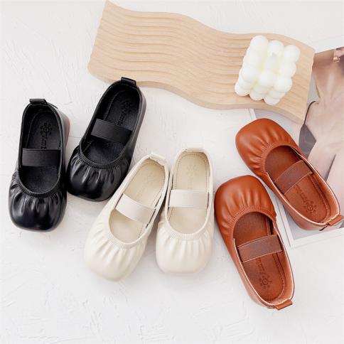 Zapatos de baile de Ballet flexibles para niñas, cómodos zapatos poco profundos sin cordones para niñas, zapatos de cuero suave 