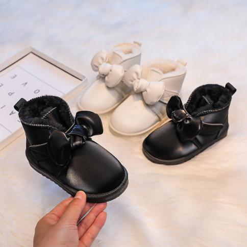 المخملية الفتيات أحذية قصيرة أنيق طالب الشتاء أحذية كعب منخفض للأطفال 2023 جديد وصول فراشة عقدة أحذية مدرسية Gir