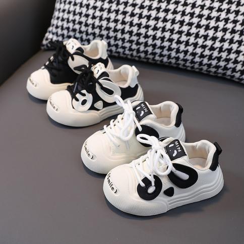 Cute Cartoon Panda Leisure Little Children Shoes For Girls Boys School Shoes Kids Outdoor Sneaker Casual Traveling Shoes