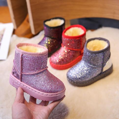 Soft Bottom Toddler Girl Sneakers Winter Bling Kids Designers Shoes High Top Plush Big Boys Shoes Baby Shoes For Child G