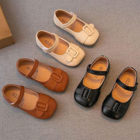 Chaussures en cuir pour enfants, chaussures de princesse à fond souple pour petites filles, décontractées avec boucle, pour bébé