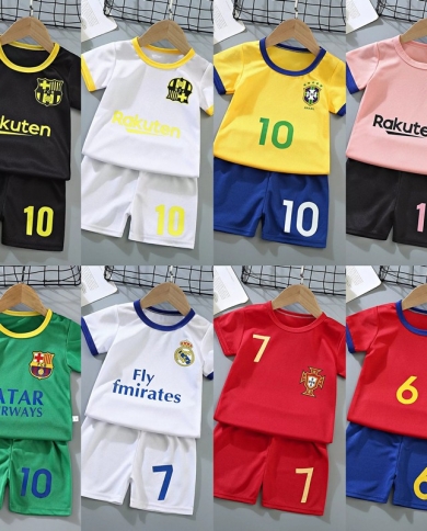 סט בגדי ספורט לתינוקות של קבוצת כדורגל מזדמנים 2022 חולצת שרוולים קצרים