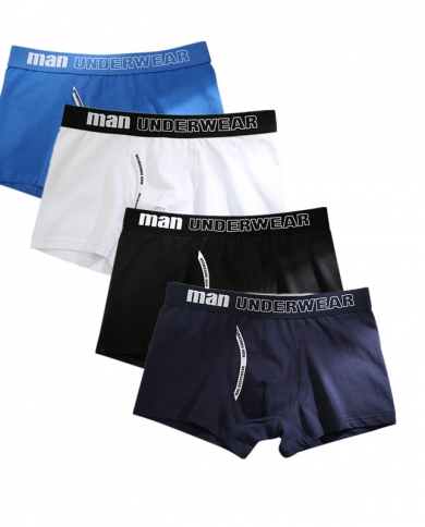 4 peças boxer masculino cueca de algodão cueca masculina pura calcinha shorts cuecas sólidas