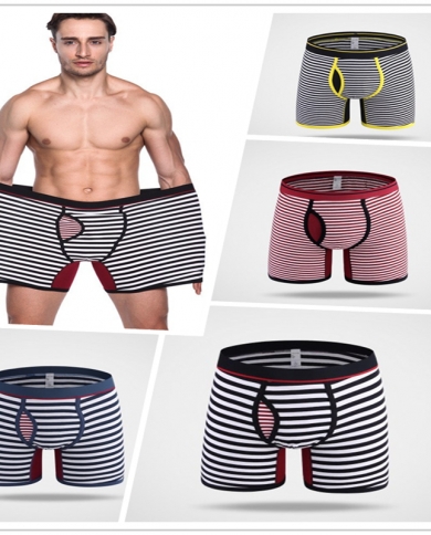 4 Pcslot Plus Size  Underpant New High Quality  Large  Panties Male Cotton Long Boxers  Stripeshorts Man Underwear