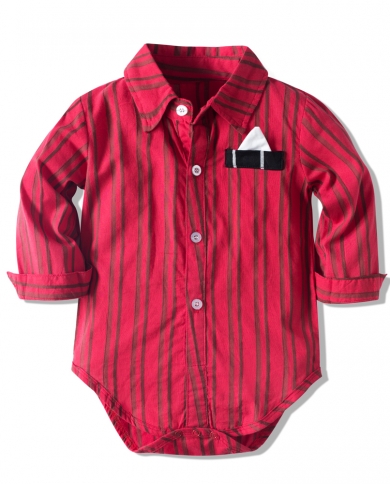 Striped Romper For Baby Boys Cotton Formal Jumpsuit Birthday One Piece Red  Black Long Sleeve Infant Gentleman Annivers